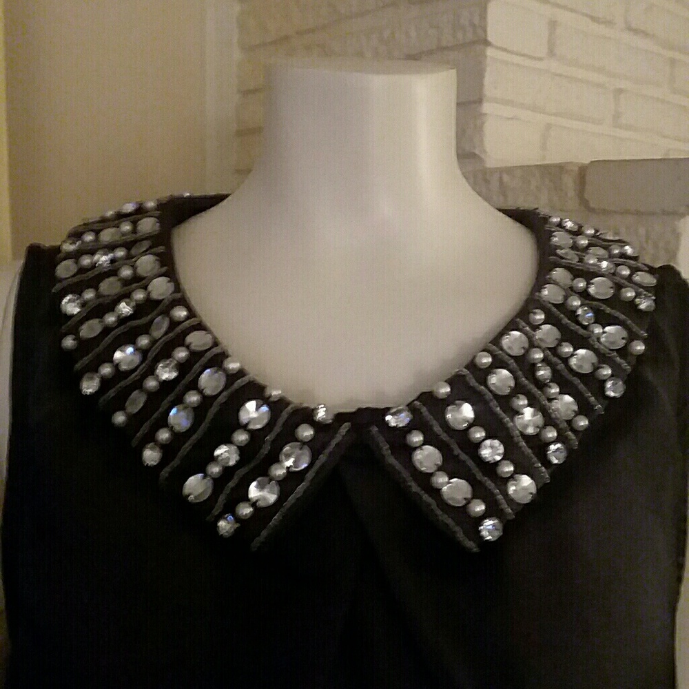 Baby Phat Black Sleeveless Top with Bling Collar